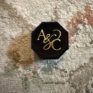 Black & Gold triple slot “A&C” Octagon ring box